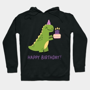 Cute T-Rex with birthday cake Hoodie